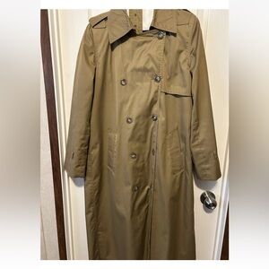 Vintage Fox Run Two Trench Coat Double Breasted Khaki Belted Jacket Small READ